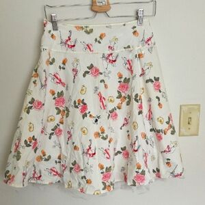 Sirens Y2K Skater Skirt Floral And Dog Novelty Print Sz 7